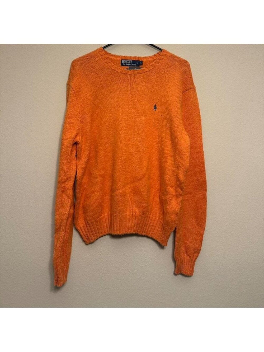 Vintage Polo Ralph Lauren Orange Knit Sweater With Embroidered Logo